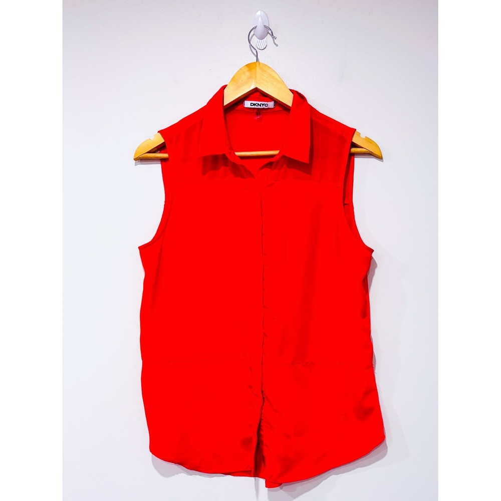 DKNYC Sleeveless blouse vibrant red minimalist‎ casual | Medium